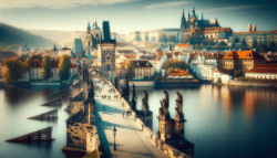 Czech Republic iconic Charles Bridge and Prague Castle
