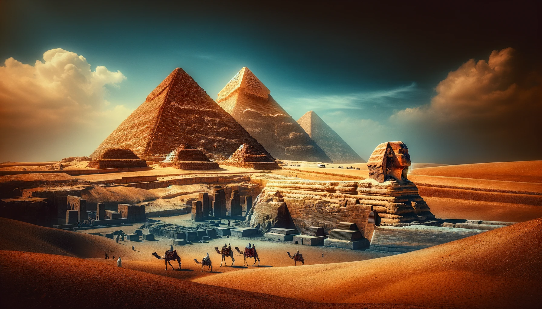 Egypt iconic Great Pyramids of Giza and the Sphinx