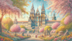 Spain the Santiago de Compostela Cathedral in spring