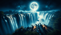Victoria Falls under a full moon