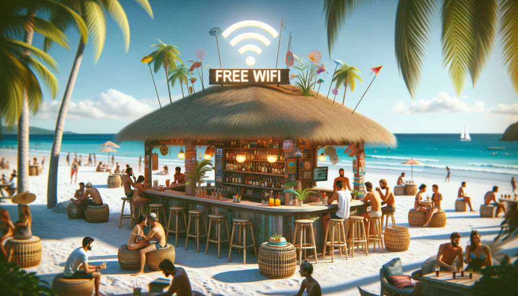 Bar at the beach in Costa Rica free WiFi