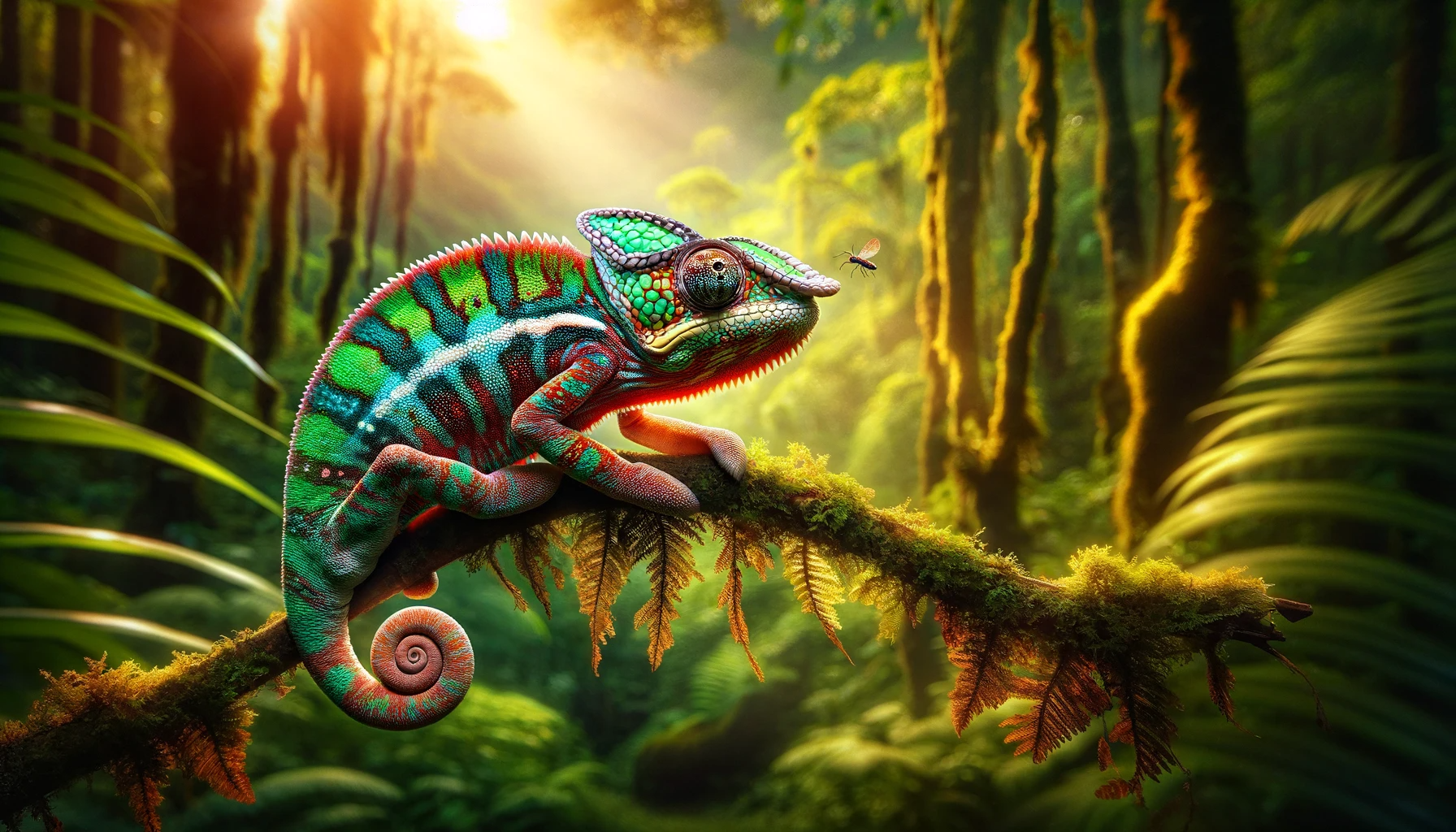 Colorful chameleon in the Rainforest of Madagascar